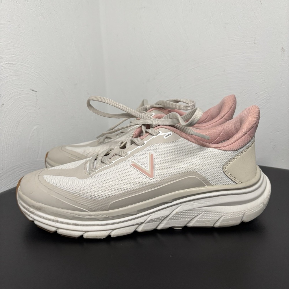 VIONIC WOMEN'S WMAX SLIP ON CREAM/PINK MESH WATER-RESISTANT WALKING SHOES SZ 9.5